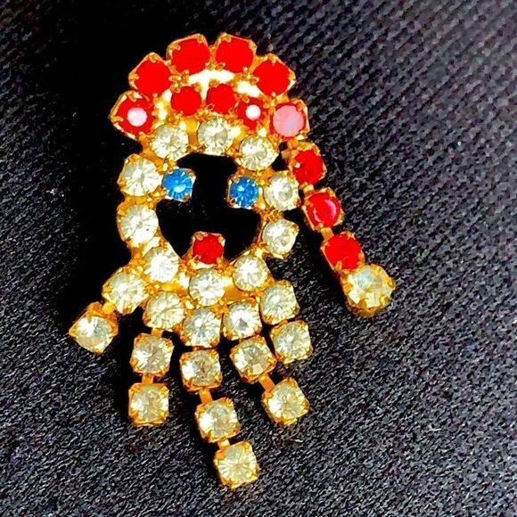 Santa rhinestone pin back with trembling beard - Picture 1 of 3